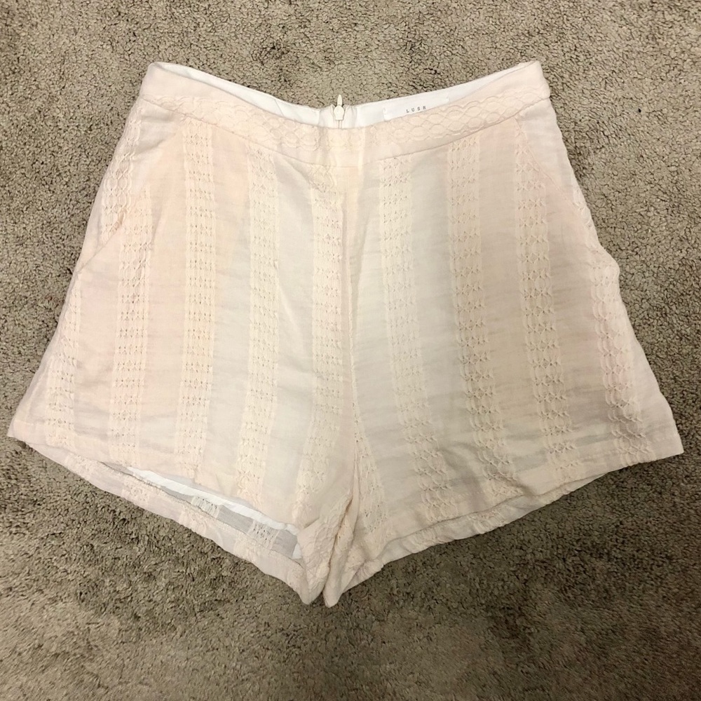 Cream Linen look/ Cotton Shorts with embroidery!